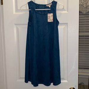 teal/blue suede dress